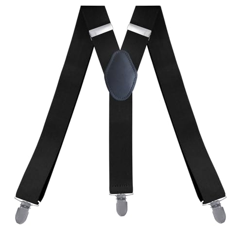 Zclro Tirantes Hombre, 35mm Tirantes Para Pantalones Hombre, Con 3 Clips De Metal Muy Fuertes, Y Forma Tirantes Caballero Adjustable - Negro
