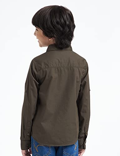 Image of Amazon Brand - Jam & Honey Boy's Regular Fit Shirt (JH-BST-SH-13 Olive 1 9 Years-10 Years)