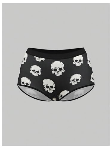 WDIRARA Women's 5 Pack Goth Graphic Panties Boyshorts Mid Rise Shorts Briefs Boxer4