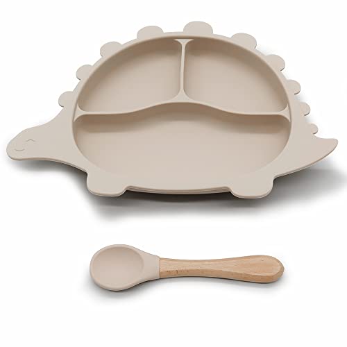 Mechew Conjunto de Alimentação para Bebês de Silicone, Sucção, prato e Colher Divididos, Suprimentos
