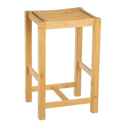 CASASELECCION Taburete de bambú marrón 35x30x55 cm soporta hasta 100 kg