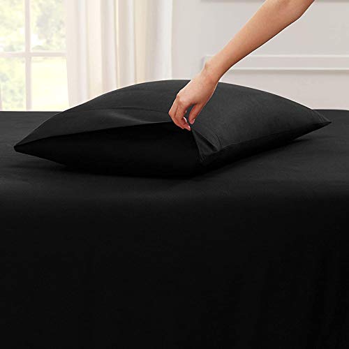 Image of Black Bedsheet with 4 Pillow Covers 400TC 100% Egyptian Cotton Premium 5 Piece Bedsheets Super King Size