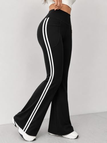 Image of Imperative High Waist Stretchable Flared Gym Pants for Women's | Gym Track Pants for Women with Side Pockets