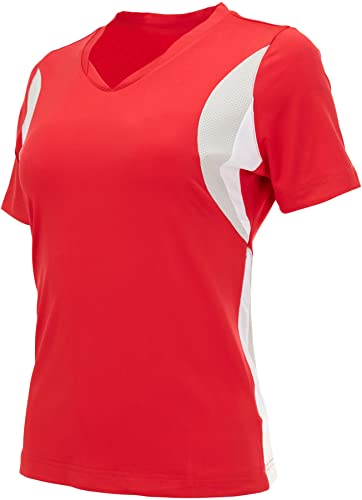 Women’s Activewear Dry Fit Athletic Moisture Wicking V Neck T-Shirts For Women - Workout T-Shirt 1&2 Pack Red #TOP6