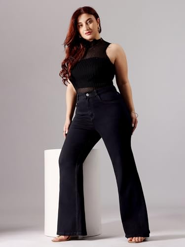 Image of Miss Chase A+ Women's Wide Leg High Rise Regular Length Stretchable Denim Jeans