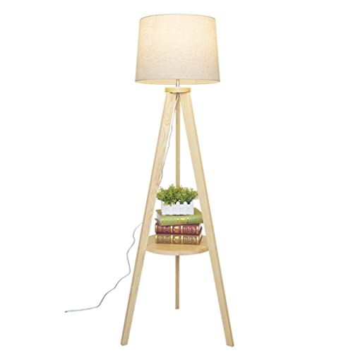 Lámpara de pie para esquinas oscuras con trípode de madera maciza decorativa