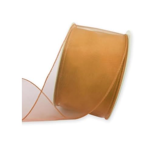 Ginger Yellow Organza Ribbon Spring Easter Wired Ribbon for Wreath Bows Crafts Gift Wrapping Yellow Chiffon for Home Birthday Party Wedding Valentine's Day Easter Decor 2.5" X 25 Yard