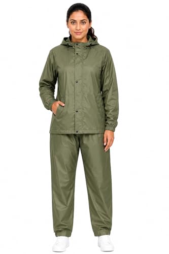 Image of Romano nx Women's 100% Waterproof Rain Suit, Hooded Jacket with Pants, Reversible Double Layer, 3 Years Warranty