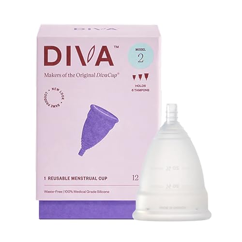 Image of DIVA Cup - Medical Grade Silicone Cup for Period Care - Reusable Menstrual Cup - Up to 12 Hours of Continuous Wear - Model 2 (for Wide Vaginal Canals, Post-Partum & Ages 35+)