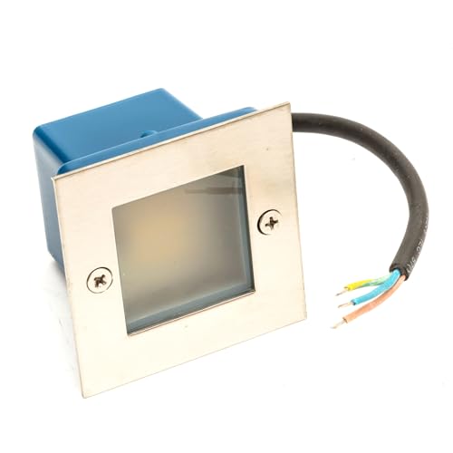No Nonsense Products LED Outdoor Mini Wall Light White Recessed Garden Patio Step Brick Night Light 7x7cm Waterproof IP65 Stainless Steel (Warm White)