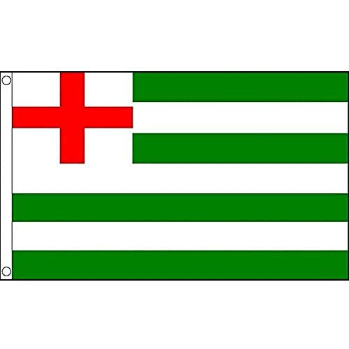 AZ FLAG, Striped Ensign Green/White Flag, 3x5 Ft, 100D Polyester Bristish Historic Banner with Two Metal Grommets