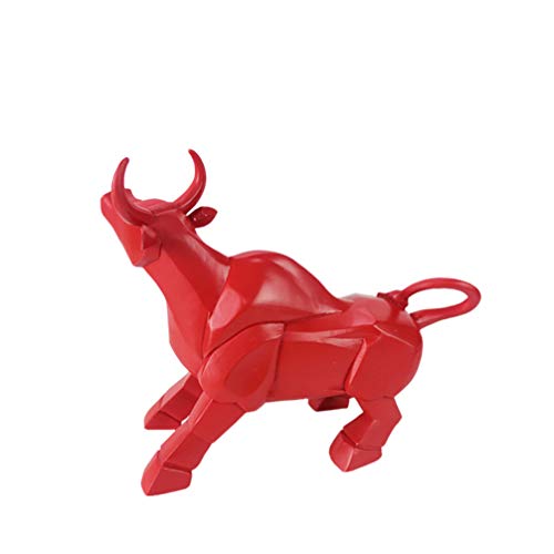 VOSAREA Bull Statue Cattle Sculpture Resin Cow Model Animal Figurine Table Top Ornament