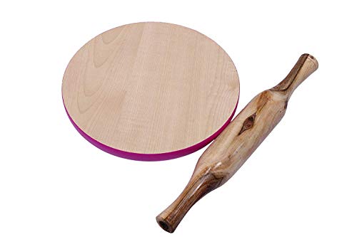 Image of Wooden Chakla Belan, Wooden Chakla & Belan Combo Set, Roti Maker, Rolling Board & Pin for Kitchen