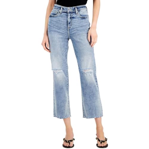 I.N.C. INTERNATIONAL CONCEPTS Womens High Rise Ripped Straight Leg Jeans
