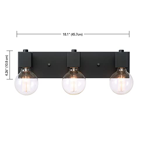 Image of Globe Electric 63000005 18 inch 3-Light Vanity Light, Matte Black