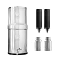PHOENIX GRAVITY 1.5 Gallons Gravity-Fed AISI 304 Stainless Steel Countertop Water Filter System with 2 Smart Carbon (Black) Filter, 2 POSTreat Steel Fluoride Removal Elements & Stainless Steel Spigot