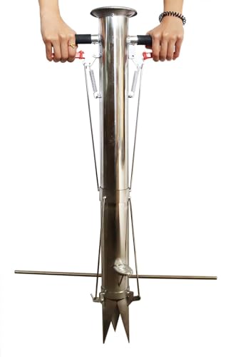 MONSTECH Seed Planter Transplanting Tool Machine for Farmer, Stainless Steel Bulb Planter Tool?Vegetable Transplanter Planter Plant Garden Greenhouse with Pedal(Double Handle)