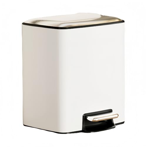 KIEHUA ゴミ箱 ステンレス製 分別収集 ペダル式 省スペース 静音設計 固定蓋 キッチン、公共施設、学校、オフィス、業務用に最適 シルバー 10L/15L/20L/60L (ホワイト,20L(長さ26×幅22×高さ44.5cm))