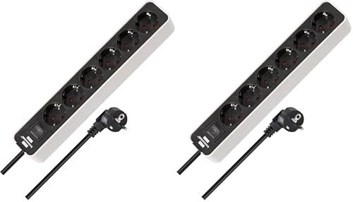Regleta enchufes 6 tomas blanca y negra Brennenstuhl con cable de 1.5 metros