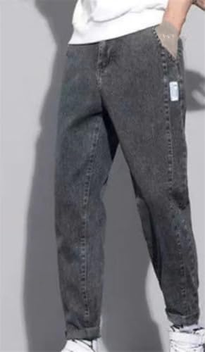 Men's Drawstring Harem Jeans Loose Fit Denim Pants Spring Fall Casual Cowboy Style Trousers4