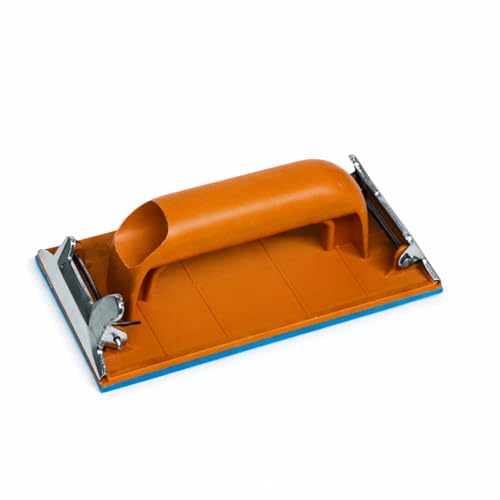 Image of Sanding Hand Block Sleeker - Manual Sandpaper Holder with Dual Metal Clips, Soft Base & Strong Orange Plastic Body for Wood & Wall Sanding (Sleeker Yellow, 7 inch)