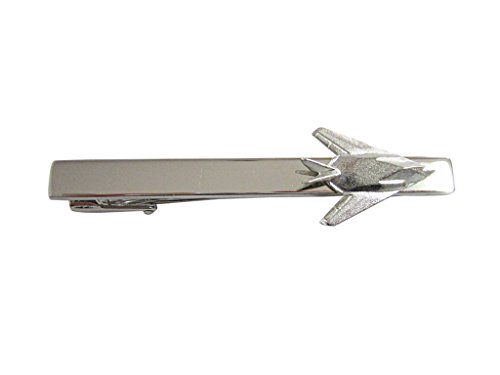 Kiola Designs Silver Toned Stealth Fighter Plane Square Tie Clip