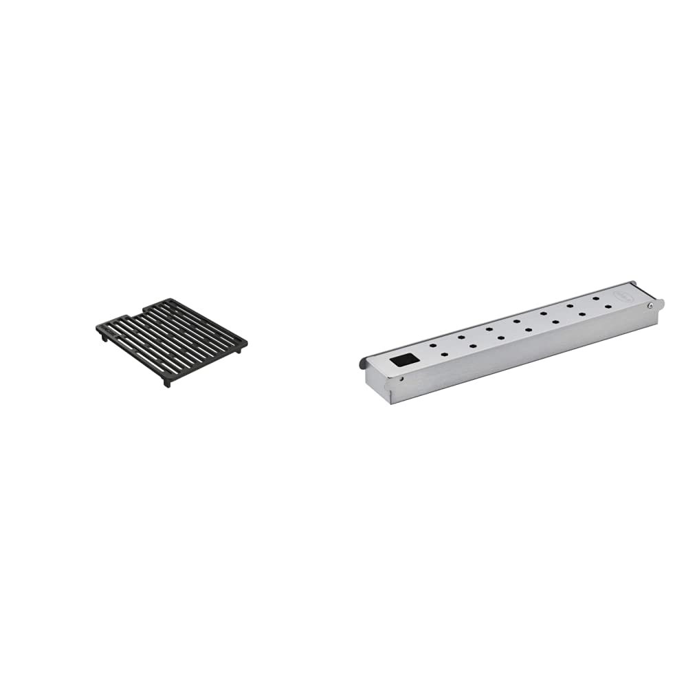 RÖSLE Guss-Grillrost Primezone VIDERO, 24 x 29 cm, Schwarz & Räucherbox VIDERO Edelstahl, Hochwertige Smokerbox für Raucharoma im Gasgrill, Edelstahl 18/10