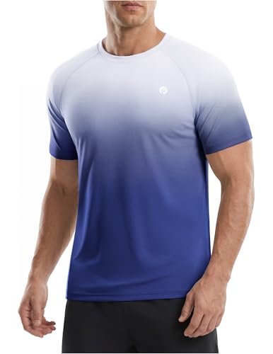 Image of PINSPARK Workout Shirts for Men UPF 50+ Quick Dry Athletic Gym Tee Shirts Mens Short Sleeve Running Cooling Swimming T-Shirt