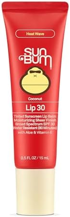 Sun Bum SPF 30 Sunscreen Heat Wave Tinted Lip Balm - Coconut Flavor Broad Spectrum Moisturizing with Aloe & Vitamin E - Hawaii 104 Act Compliant (Made Without Octinoxate & Oxybenzone) - 0.5 oz