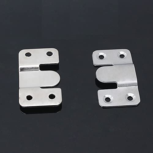 Image of 5 Pairs Stainless Steel Flush Mount Bracket Interlocking Photo Picture Frame Hook Hanger Z Clip Furniture Connector Wall Mount Hardware (Silver, 44x19mm)