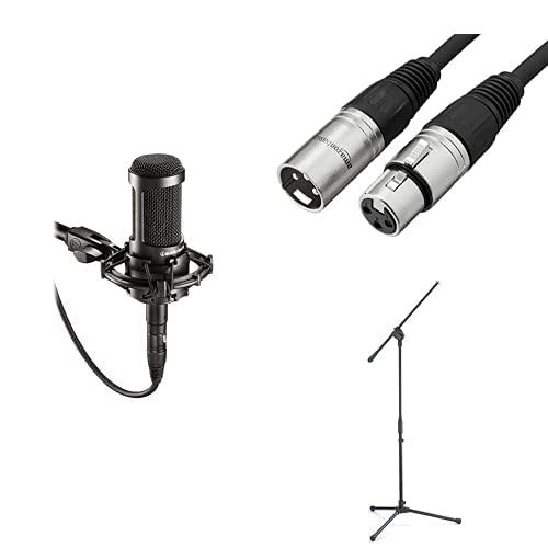 Audio-Technica At2035 Large Diaphragm Studio Condenser Microphone With Boom Stand And Male To Female Microphone Cable - 50 Feet #TOP7