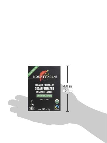 Image of Mount Hagen 25 Count Single Serve Instant Decaf Coffee Packets | Decaffeinated Organic Medium Roast Arabica Beans | Eco-friendly, Fair-Trade [25 sticks /1.76oz /50g] (Pack of 2)