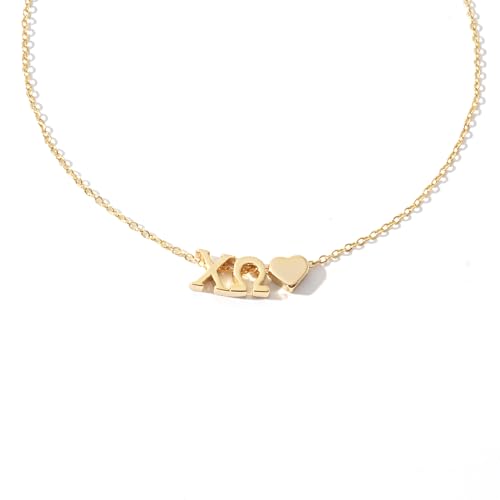 Greek Letters I Love My Sorority Necklace in Gold Plated Stainless Steel with 18K Yellow Gold Overlay - Alpha, Delta, Gamma, Kappa, Phi, Pi, Sigma Sorority Necklace