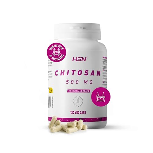 HSN Chitosan 3000 MG | 120 Cápsulas Vegetales de Quitosán Procedente de la Quitina por Dosis Diaria | ALTA Concentración | No-GMO, Sin Gluten ni Lactosa