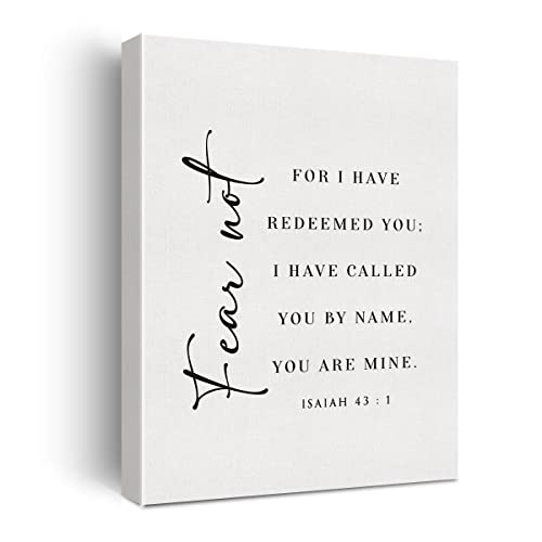 Bible Verse Canvas Print Decor Fear Not for I Have Isaiah 43 : 1 Wall Painting Posters Artwork 12”X15” Modern Home Decoration (Framed)