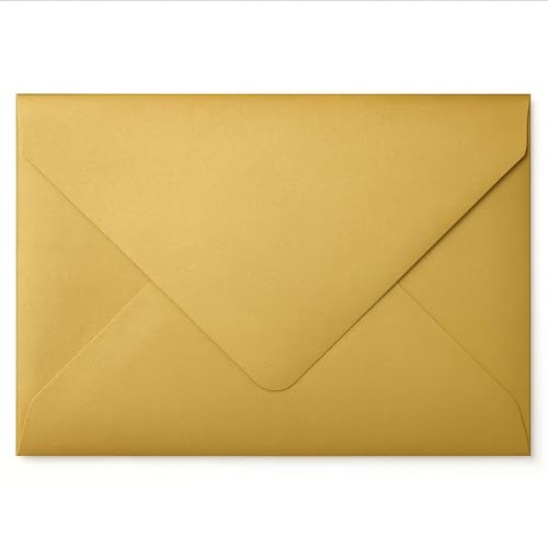 Cranberry 10 Pack C5 Gold Envelopes 162x229mm 100gsm Gummed Diamond Flap A5 Fit Metallic Pearlescent Shimmer