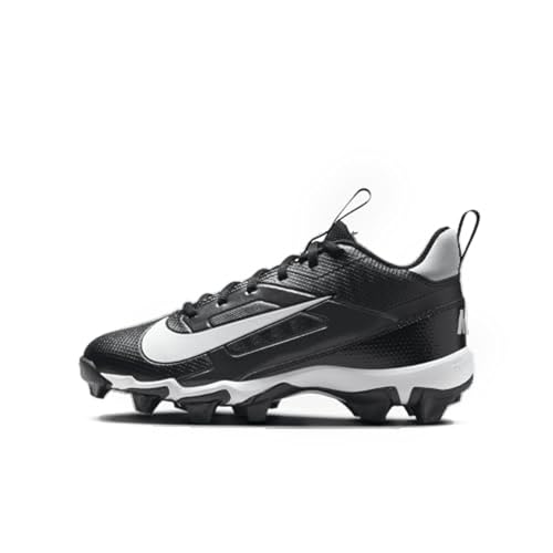 Nike Alpha Menace 4 Shark Big Kids' Football Cleats (Wide) (FQ4016-001, Black/Light Smoke Grey/Metallic Silver/White) Size 32