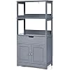 LDAILY Storage Cabinet 24 L x 13 W x 48 H Floor Cabinet with 2 Shelves 1 Drawer and a 2 Door Base Cupboard Microwave Cart with Storage Cabinet for Kitchen Bathroom Home Office Grey