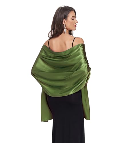 Fttyeiby Shawls and Wraps for Evening Dresses Satin Shawl Wraps for Women Wedding Formal Shawl Eucalyptus Green
