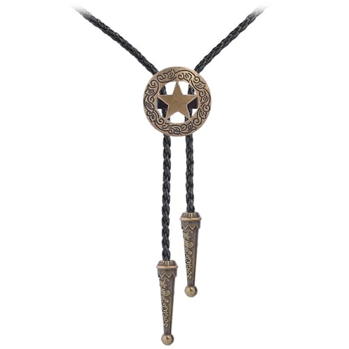 Image of Cowboy Bolo Tie for Men, Vintage Cow Skull Bolo Tie Necklace Native American Necktie for Men Women
