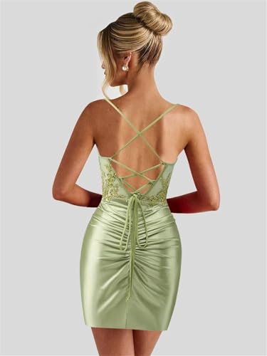 Lace Sequin Short Homecoming Dresses for Teens Spaghetti Straps Tight Corset Mini Cocktail Party Gowns3