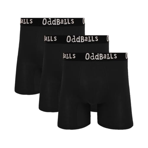 Image of OddBalls | Mens Bamboo Boxers Multipack | 3 Pack | Anti Chafing | Mens Underwear | Moisture Wicking Fabric | Elastic Waistband | Classic Black Bundle | Large