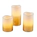 Lights4fun, Inc. Set of 3 Metallic Gold Ombre Flameless LED Battery Operated Wax Pillar Candles for Indoor Use