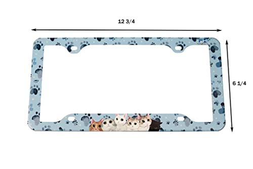 Fantashome 2 Pcs Stainless Metal Car License Plate Frame Cover, Us Standard Size (Cat) #TOP3