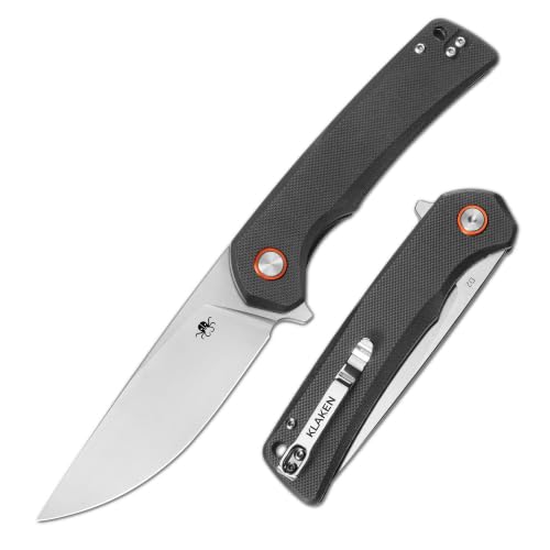 KLAKEN Virex Pocket Knife, 3.54" D2 Blade Folding Knife, G10 EDC Knife