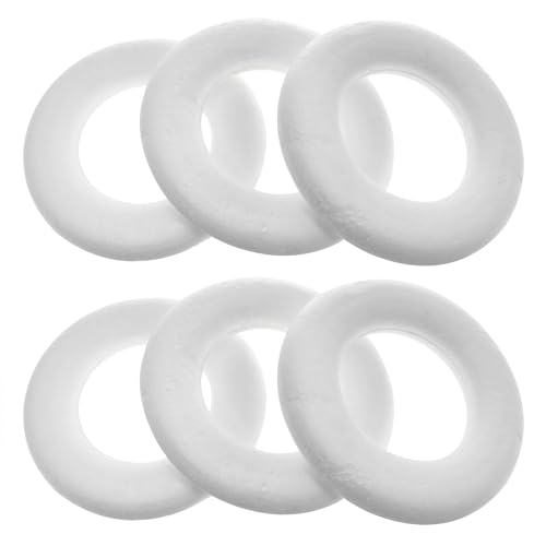 Lovelysp 4 Inch Foam Wreath Form Circle for DIY Projects Christmas Weddings Home Decor (White) 6PCS