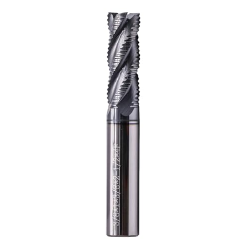 Image of 4 Flute Solid Carbide Roughing End Mill(1Pc, 3 /8 inch), ALCrSiN Nano Coated | 35 Helix, 3 /8 inch Cutting Dia, 3 /8 inch Shank Dia, 1 inch LOC, 2-1 /2 inch OAL, for Milling Alloy Steel, Carbon Steel, Cast Iron