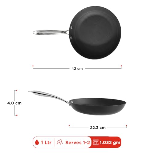 Image of Vinod Ferona Lightweight Cast Iron Frying Pan -1 L, 22 cm | No Seasoning Required | Steel Riveted Handle | Metal Spoon Friendly | Gas Stove Compatible | Rust-Proof | PTFE & PFOA Free | 2-Year Warranty