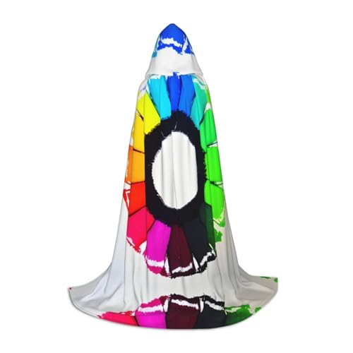 ZQYTGFDC Capa con capucha de círculos de colores M para adolescentes, capa con para disfraces de cosplay de Halloween