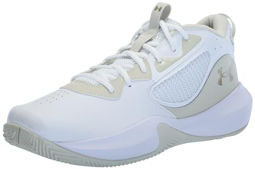 Under Armour Tênis de basquete unissex adulto Lockdown 6, (103) Branco/Silt/Ouro Metálico, 14 Women/12.5 Men